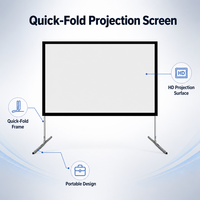 Écran de projection pliable rapide, écran de projecteur portable, support pour cinéma maison, cinéma en plein air, cadre en aluminium pliable, sac de transport