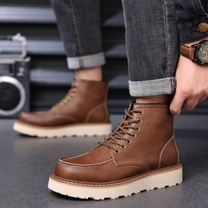 Bottes montantes en cuir véritable imperméables à lacets pour hommes, avec semelle extérieure en caoutchouc, idéales pour l'hiver et l'automne – Meilleures ventes - Product Image 4