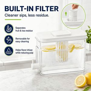 4L Water Filter Dispenser Cold Kettle Juice Water Pitcher Beverage Filter Drink Container for <b>Refrigerator</b> with Metal Rack - Product Image 5