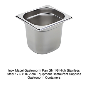 Bac alimentaire GN 1/6 en acier inoxydable 18/10, 17,5 × 16,2 × 15 h cm, 854 g Inox Inox Macel - Product Image 2