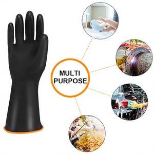 Gants de travail industriels en caoutchouc imperméables de haute qualité, noirs, avec poignet élastique, 12 pouces, sans poudre, pour la protection des mains et des bras, OEM - Product Image 6