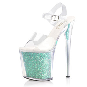 Scarpe da Pole Dance con <span class=keywords><strong>Tacco</strong></span> Alto 20cm, Plateau Glitterato Argento, Sexy ed Esotiche per Spose e Spettacoli - Product Image 4