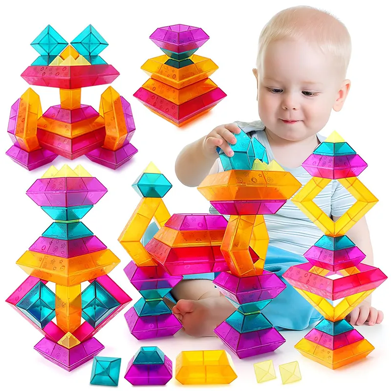 30PCS Kids Building Blocks 3D Puzzle STEM Preschool Educational Toddlers Montessori Toys Pyramid Stacking Blocks