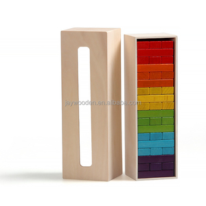 Jeu <span class=keywords><strong>de</strong></span> dominos <span class=keywords><strong>de</strong></span> <span class=keywords><strong>construction</strong></span> bricolage 54 pièces commandes en gros logo personnalisé en bois tour jouet empilable tour - Product Image 3
