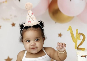 Chapeau de fête demi-anniversaire pour filles, style bohème, couronne de <span class=keywords><strong>1</strong></span>/2 anniversaire, chapeau de fête rose pour bébé fille, décoration de fête demi-anniversaire, tenue pour smash cake - Product Image 1