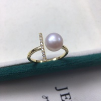 Bague en perle d'eau douce naturelle Zhuji, bijou simple en forme de T avec perle blanche pour femme, bijoux de mariage de haute qualité, vente en gros
