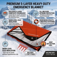 Couverture de survie toutes saisons à 5 couches, imperméable et robuste, pour les situations d'urgence en voiture