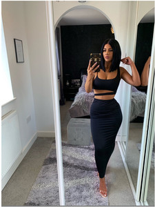 Women <strong>Dresses</strong> Strapless Hollow Out Crop <strong>Top</strong> High Waist <strong>Elastic</strong> Skinny Long Skirts Two Pieces Set Girl Outfit Summer <strong>Dress</strong> S0381 - Product Image 4