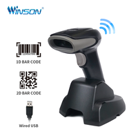 1D 2D Handheld Wireless BT USB Lector de código de barras con cable Escáner de código de barras de punto invertido para sistema Android IOS Windows