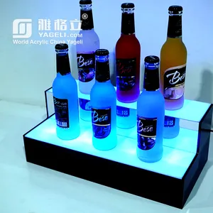 Wholesale factory acrylic cocktail step bar led lighted liquor bottom wine with light for display only