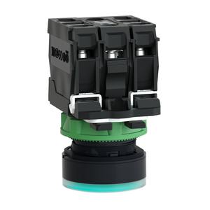 Bouton poussoir lumineux XB5AW33B5, <span class=keywords><strong>Harmony</strong></span> XB5, plastique, affleurant vert, 22mm, LED universelle, lentille simple, 1NO + 1NC, 24V AC DC - Product Image 3