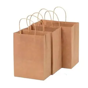 Machine Making Kraft Paper Shopping Bag With Ribbon Handle With Your Own Logo For Food Take Away