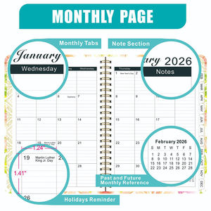 Impression personnalisée <span class=keywords><strong>Agenda</strong></span> hebdomadaire mensuel relié 2026 avec protection d'angle <span class=keywords><strong>Agenda</strong></span> spiralé A5 <span class=keywords><strong>Agenda</strong></span> avec pages à onglets - Product Image 4