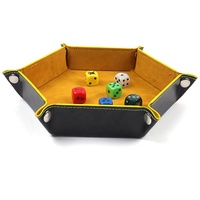 Caja de Almacenamiento de Dados Hexagonal Rodante Personalizada Lista para Enviar, Bandeja de Dados Plegable de Doble Capa de Cuero PU y Terciopelo para Juegos de Mesa DND