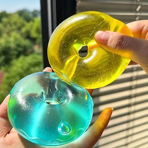 Jouets à presser transparents en forme de beignet de maltose, jouet sensoriel silencieux à rebond lent pour soulager le stress, pour adultes atteints de TDAH et d'autisme - Product Image 5