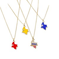 Collier pendentif carte de la Colombie incrusté de strass en forme de goutte d'huile, accessoires pour hommes et femmes, vente en gros