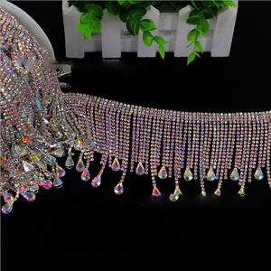 Lusso 8.5cm di cristallo strass frange Trim strass in ottone a catena <span class=keywords><strong>per</strong></span> abito da sposa - Product Image 1