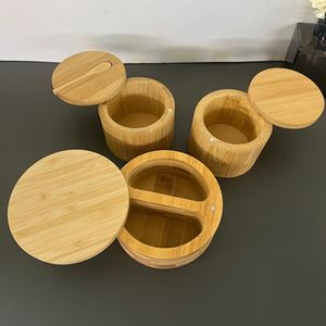 Boîte de stockage d'<span class=keywords><strong>épices</strong></span> <span class=keywords><strong>à</strong></span> assaisonnement en bambou <span class=keywords><strong>à</strong></span> 3 compartiments Sel celler Pepper Bowls Salt Container Holder - Product Image 6