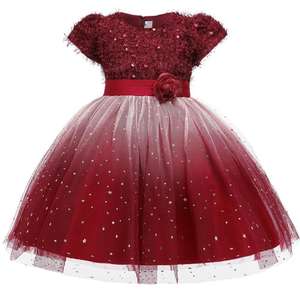 Ventes en gros de robes de princesse étoilées pour enfants, robes de soirée à paillettes, robes de fantaisie pour filles - Product Image 1