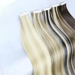 Factory Price Remy 100% Human Hair Double Drawn 10A Grade Russian Tape In Hair Extensions