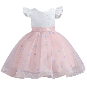 New fashion Shiny Girl Princess Dress Flying Sleeve child Girl Birthday Party Dress Multi layer Mesh dress for girl 2-10 year - Product Image 4