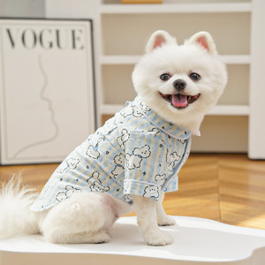 Maglietta per Cani in Cotone Stile Principessa, Abbigliamento Primaverile e Autunnale, Outfit per Coppie, Pigiama a Righe Sottile per Cuccioli, Modello Bichon Frise - Product Image 4