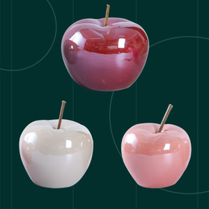 Décoration de pommes en céramique mignonnes pomme de réveillon de noël marbre naturel bureau décoration de la maison ornement de fruits artisanat - Product Image 3