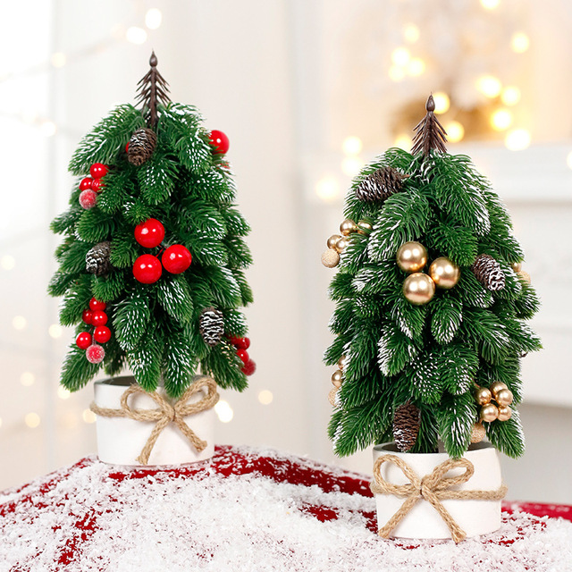 Customizable Mini Artificial PVC Spruce Christmas Tree LED Warm White Lights Battery Operated Indoor Use Eco-Friendly Decoration