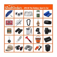 Set Regalo Avventura Outdoor M08: Ombrello Antivento, Moschettone Multiuso, Lanterna LED e Accessori Golf per Sport e Promozioni Auto