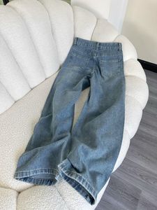 Jean en strass pour femme, style industriel, nouvelle collection été, coupe ample, jambe droite, pantalon large, tendance - Product Image 3