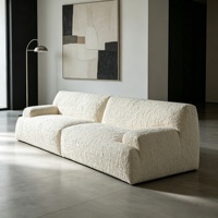 Ensemble de canapés modernes haut de gamme, personnalisables, minimalistes et confortables, en tissu Teddy luxueux pour salon.