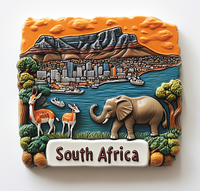 Offre spéciale Aimant de réfrigérateur en résine personnalisé Impression UV Effet de soulagement Afrique du Sud Logo de voyage Cadeau pour la maison