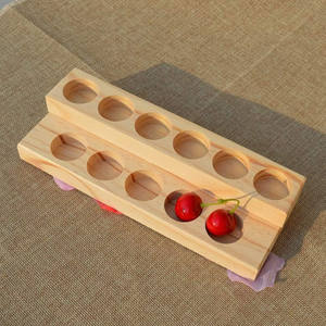 Estante de madera de pino duro Natural de 2 niveles, 11 ranuras, organizador de almacenamiento de exhibición de aceite esencial de madera, soporte, estante de presentación de regalo - Product Image 2