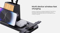 2024 Premium 3-en-1 Organisateur de bureau magnétique 15W Qi2 Chargeur sans fil Porte-stylo Support de téléphone pour bureau Essentiel