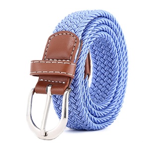 Cinturón de cintura trenzado elástico de lona para hombres y mujeres Cinturones elásticos de moda con aleación para hebilla - Product Image 1