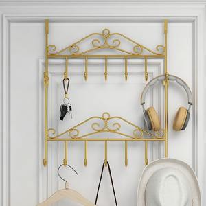 Porte-vêtements en acier inoxydable à suspendre sur la porte, double couche, type crochet rectangulaire, pour rangement de vêtements dans la salle de bain, design multifonctionnel - Product Image 4