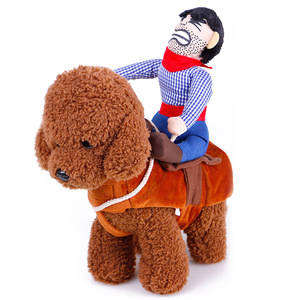 Disfraz de Vaquero para Perro, Traje de Montar a Caballo de Felpa, Ropa Divertida de Transformación para Mascotas, para Todas las Estaciones - Product Image 1