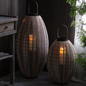 Retro <strong>Large</strong> <strong>Floor</strong>-Standing Wind Lamp Candlestick Wooden <strong>Lantern</strong> Model Room Courtyard Hotel Restaurant Homestay Decorative - Product Image 2