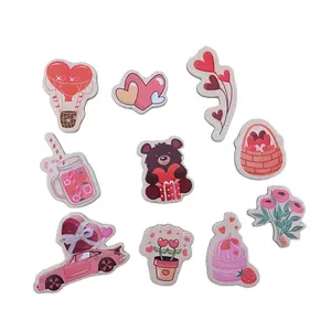 10pc/box Valentine's Day Wooden Shaped Printed Fridge Magnets