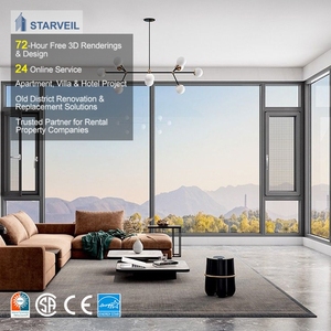 Fenêtre à battant triple vitrage en <span class=keywords><strong>bois</strong></span> recouvert d'aluminium, certifiée maison passive verticale européenne, étanche et insonorisée - Product Image 2