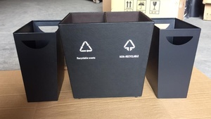 2-compartment Faux Leather Waste <strong>Paper</strong> Basket <strong>Bin</strong> - Product Image 2