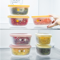 Boîte de conservation alimentaire en PP de qualité alimentaire sans BPA, drainable, empilable, anti-fuite, pour la conservation des aliments frais, motif dessin animé mignon, pour réfrigérateur, gingembre