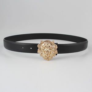 Nieuwe Custom Aankomst Mode Vrouwen Nieuw Ontwerp Leeuw Gesp Riemen Zwart Pu Lederen Riem - Product Image 1