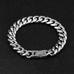 Hip Hop Bijoux Hommes Main Chaîne En Acier Inoxydable Bracelet 10mm 7.5 pouces Bracelet Cubain En Acier Inoxydable 316l Homme Miami Lien Bracelet - Product Image 1