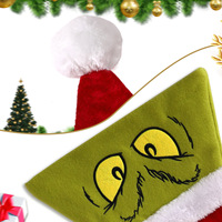 Gorro de Santa Claus de Peluche Estilo Grinch de JIN PENG para Adultos y Niños, Regalo para Fiestas de Disfraces Navideños