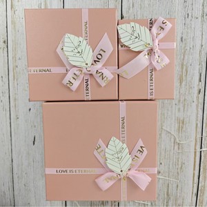 Caja de Regalo con Lazo Decorativo de Hojas Rosas en Oferta, Caja de Regalo de Papel Rígido con Asa para Bodas, Fiestas y Empresas - Product Image 5