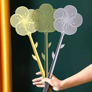 Çiçek şekli plastik uzun saplı Fly Swatter toplu ağır dayanıklı böcek kontrol ev ürün Swatter uçmak