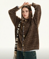 Cardigan en tricot surdimensionné confortable avec boutons originaux - Doux, ample et rétro-chic pour femme, parfait pour les superpositions automne-hiver