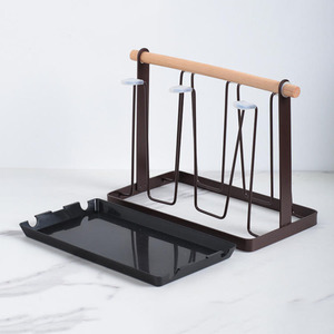 Rak Penyimpanan Kaca Besi Tempa Hitam, Penyangga Kaca untuk Meja Dapur, Rak Pengering Kaca Logam, Rak Penyimpanan - Product Image 1
