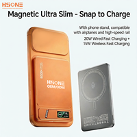 Batterie externe magnétique en aluminium format paume LC1 avec écran TFT, support N52, charge sans fil 15W, 4 tons de couleur, logo personnalisé gratuit